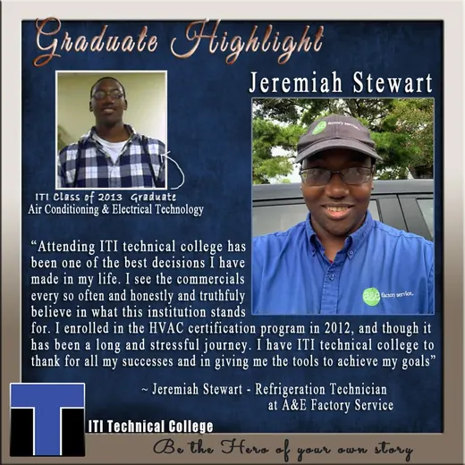 Graduate highlight: Jeremiah Stewart - Air Conditioning & Electrical Technology