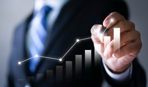 Worker plan the growth. Investment with financial chart, Growth and successful concept.