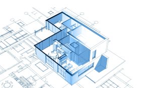 house architectural project sketch 3d illustration