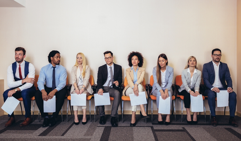 Photo of candidates waiting for a job interview. Selective focus