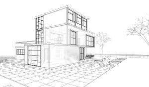modern modular house 3d illustration